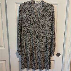 Anthropologie Green on Green Animal Patterned Long Sleeve Dress